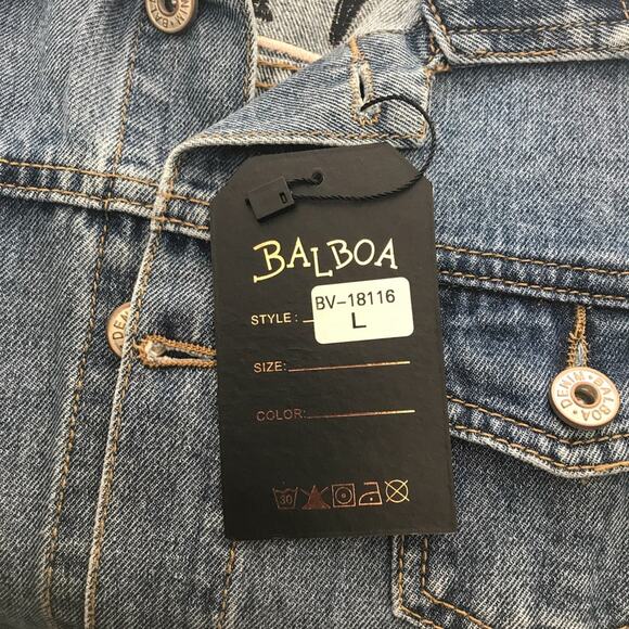 Denim NWT Vest 'I Don't Know' Distressed Embroidered by Balboa LA - Picture 5 of 5